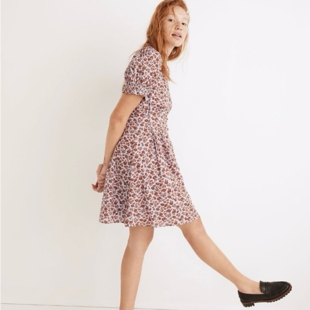 Madewell Collared Puff-Sleeve Mini Dress in Piccola Floral US 8